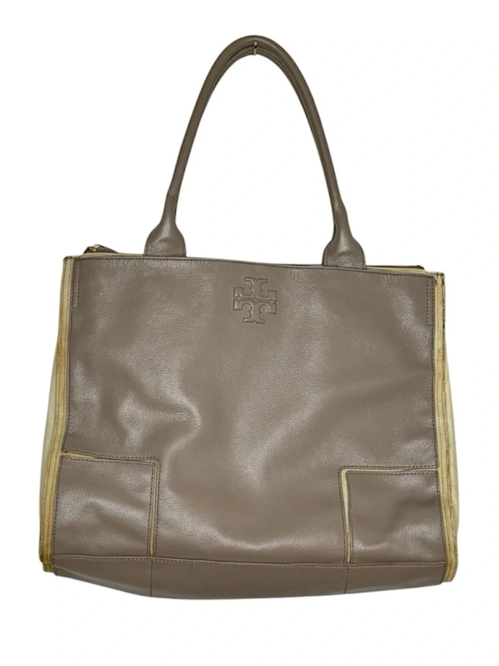 Tory Burch Ella Leather And Canvas Tote Bag